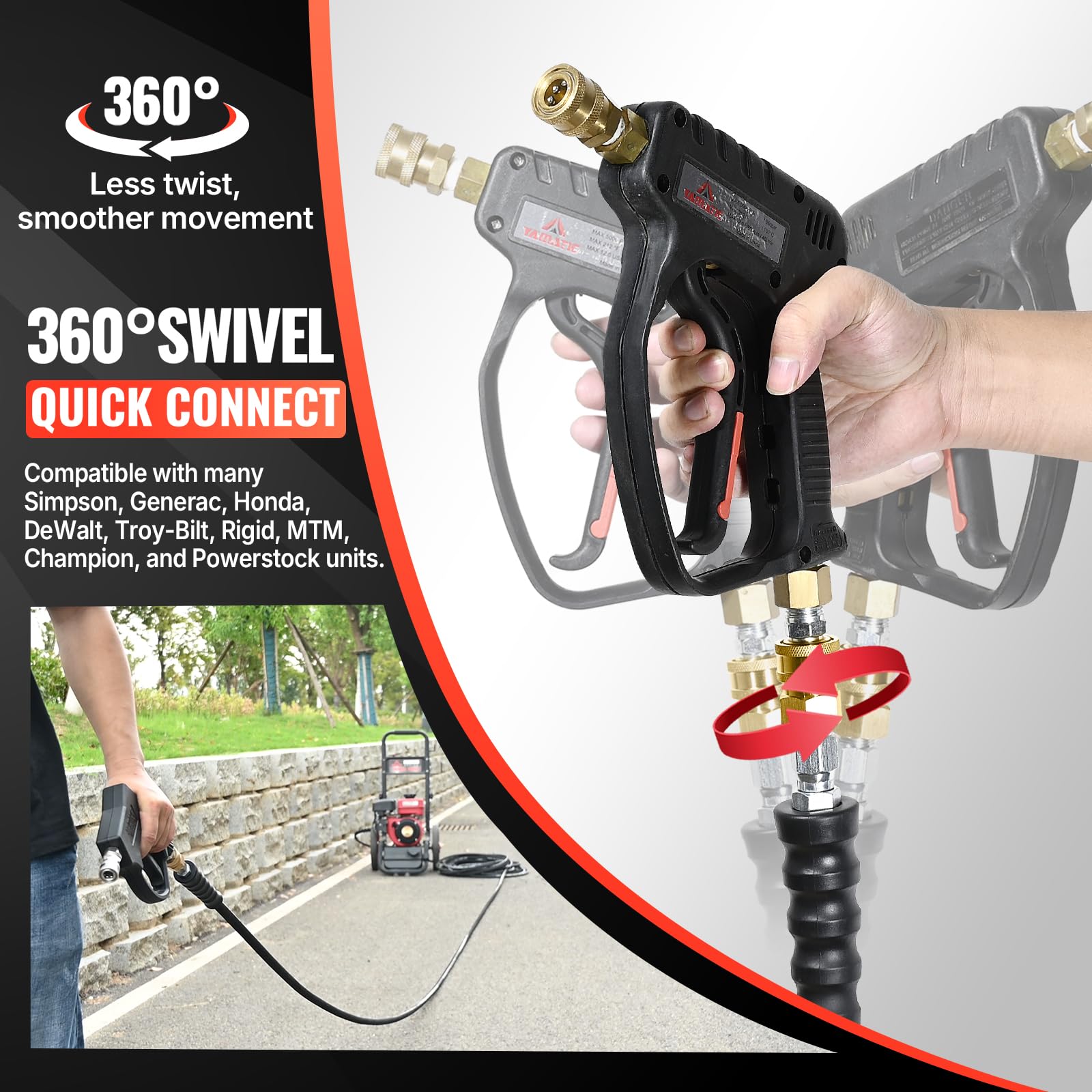 YAMATIC Pressure Washer Hose 3/8" x 50 FT, 4000 PSI, Swivel Quick Connect — Amazon image 4