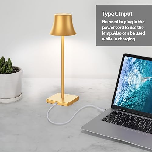 Miniatura 7 de Lámpara LED de escritorio inalámbrica, puerto de carga USB recargable con 3 niveles de brillo regulable para exteriores, moderno, restaurante,