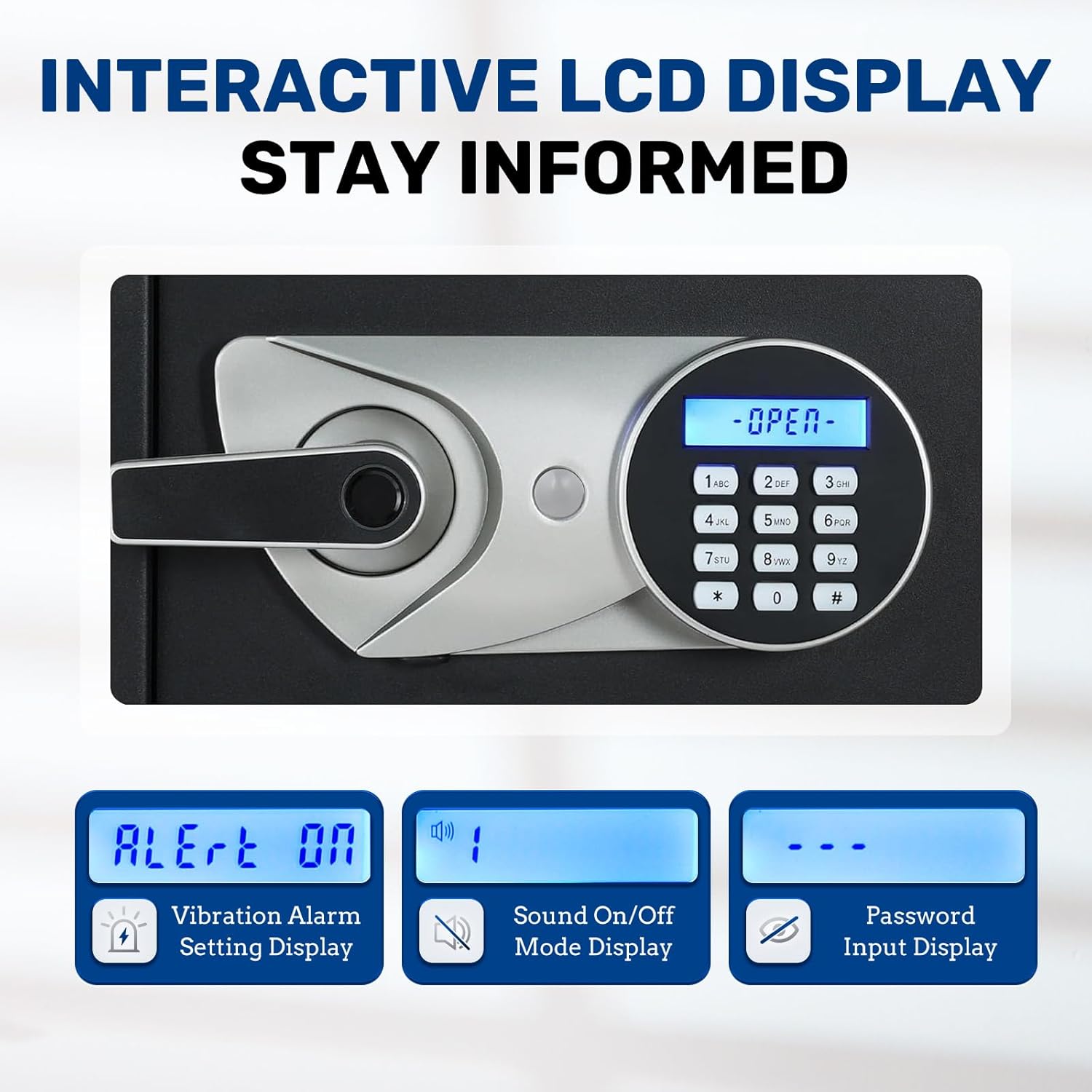 BlackSmith Biometric Safe Box 2.2 Cub Quick Access Home Security Safe with LCD Display Dual Alarm System Adjustable Shelves Wall Mount Lock Box for Home Office Hotel, Black - Image 5