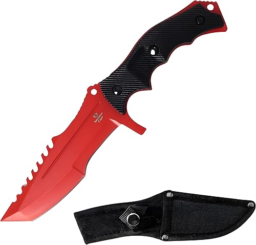 Snake Eye Tactical 8.5 pulgadas Caza Camping Senderismo Cuchillo de hoja fija con funda de nylon (rojo)