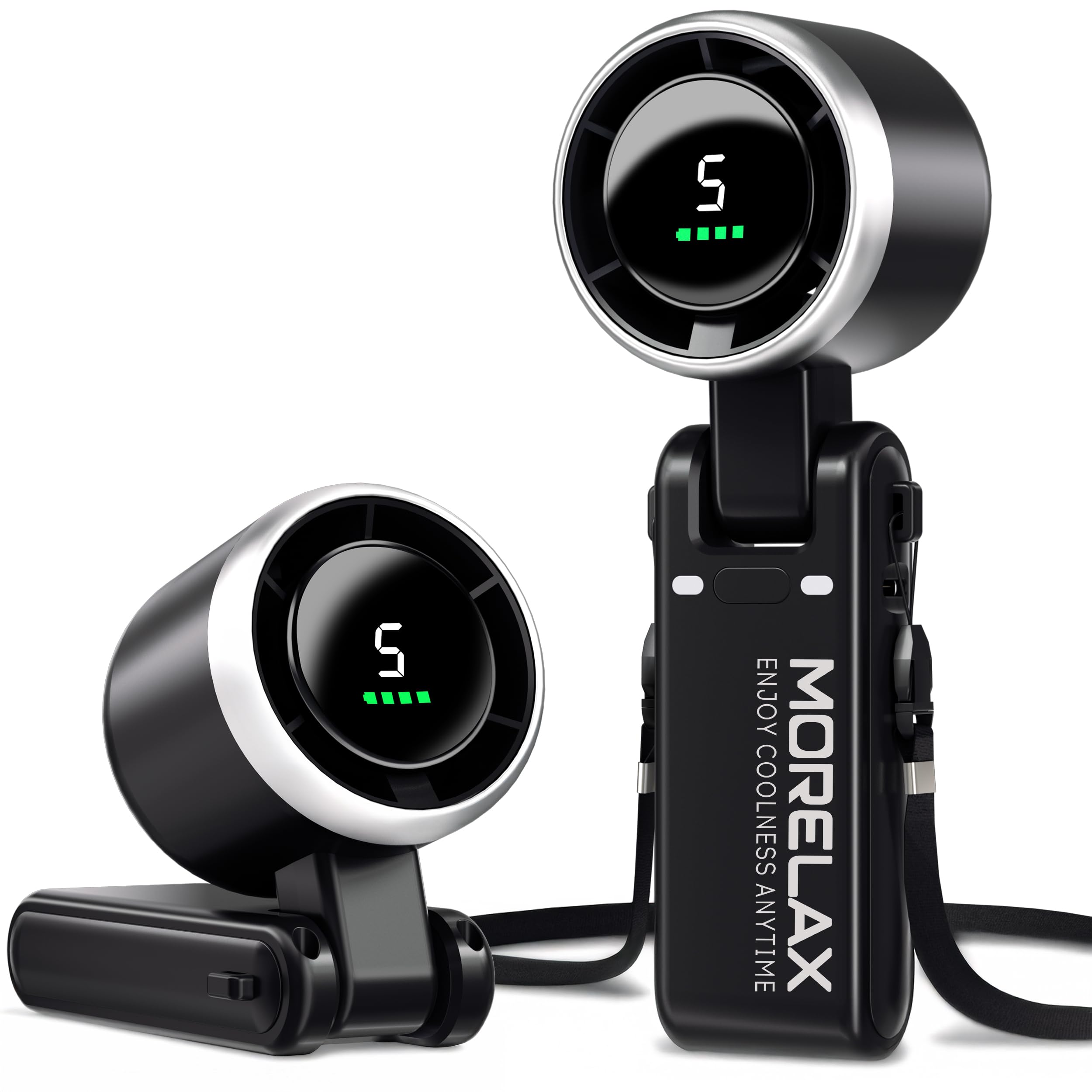 Personal Handheld Fan,High-Speed Turbo Fans,5-Speed with LED Display,Powerful Motor,4000mAh,USB Rechargeable Portable Cooling Fan for Outdoor Activities,Travel,Working,Black