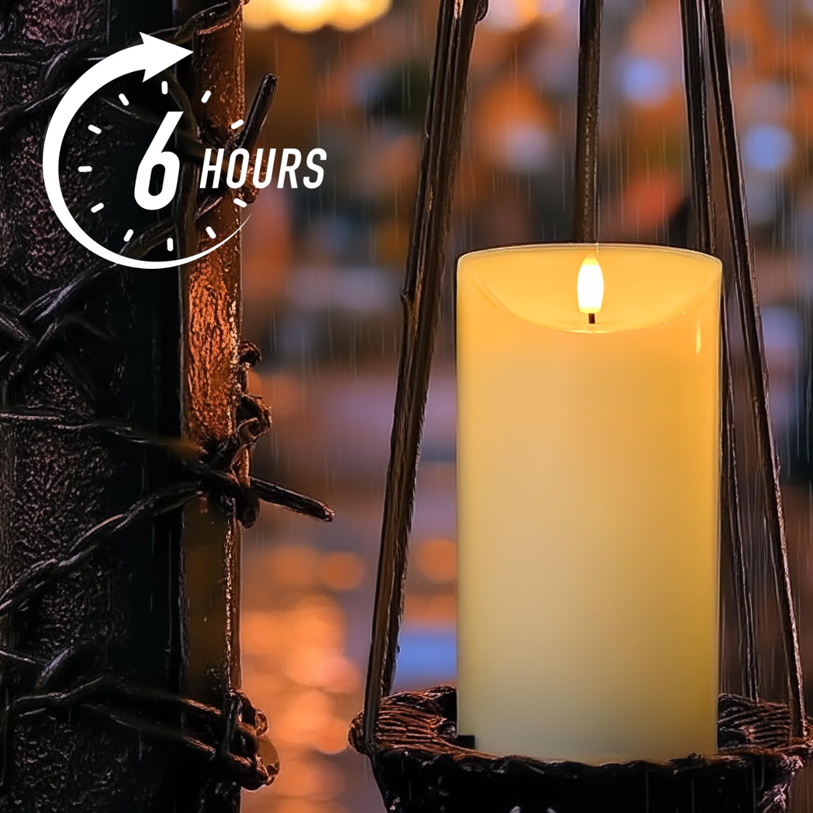 Marrakech zestaw 6 świec LED w kolorze kremowym białym Ø 7,5 cm w 3 rozmiarach | z prawdziwego wosku, migoczące świece LED, zasilane bateriami, z funkcją timera, do wieńca adwentowego (6)