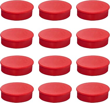 Pack of 72 Red Round Flat Magnets - 24mm Whiteboard Office Fridge - by Janrax