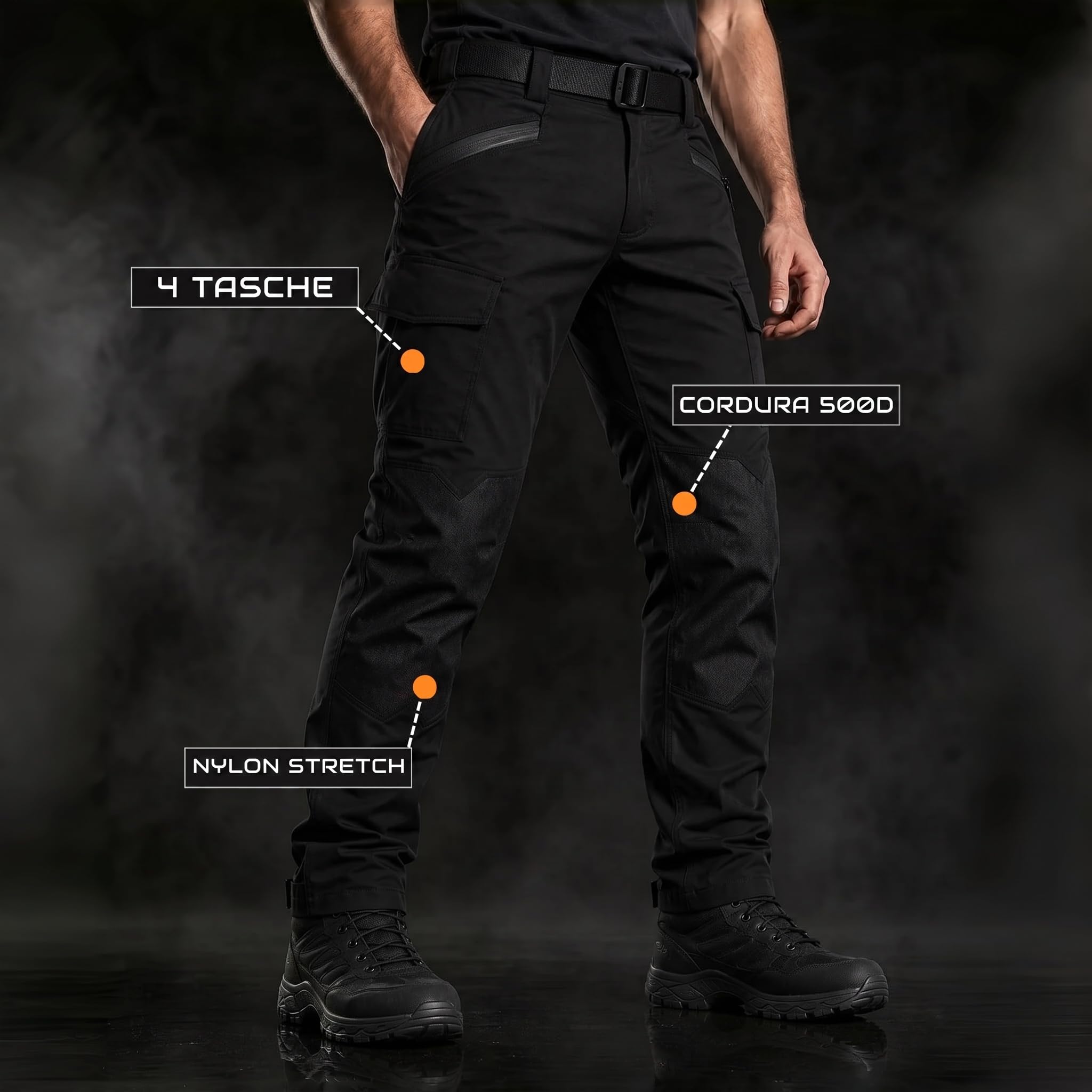didelia - Il Pantalone tattico Che resiste a Tutto, Set 2 Pezzi | Tessuto ripstop DWR idrorepellente, 7 tasche cargo, ginocchia rinforzate, vita elastica per lavoro outdoor