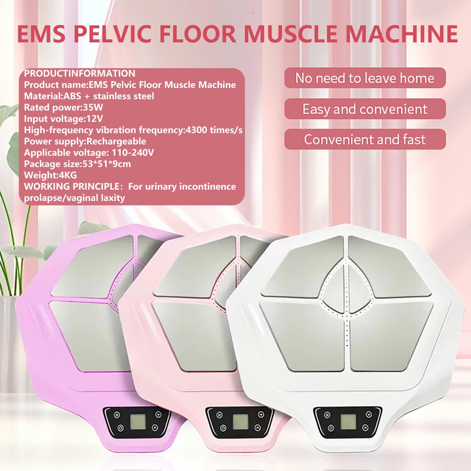 Nuovo attrezzo EMS per la riparazione dei muscoli del pavimento pelvico per donne - Previene il prolasso, attrezzo per l'allenamento dei muscoli del pavimento pelvico per uso domestico ,Pink