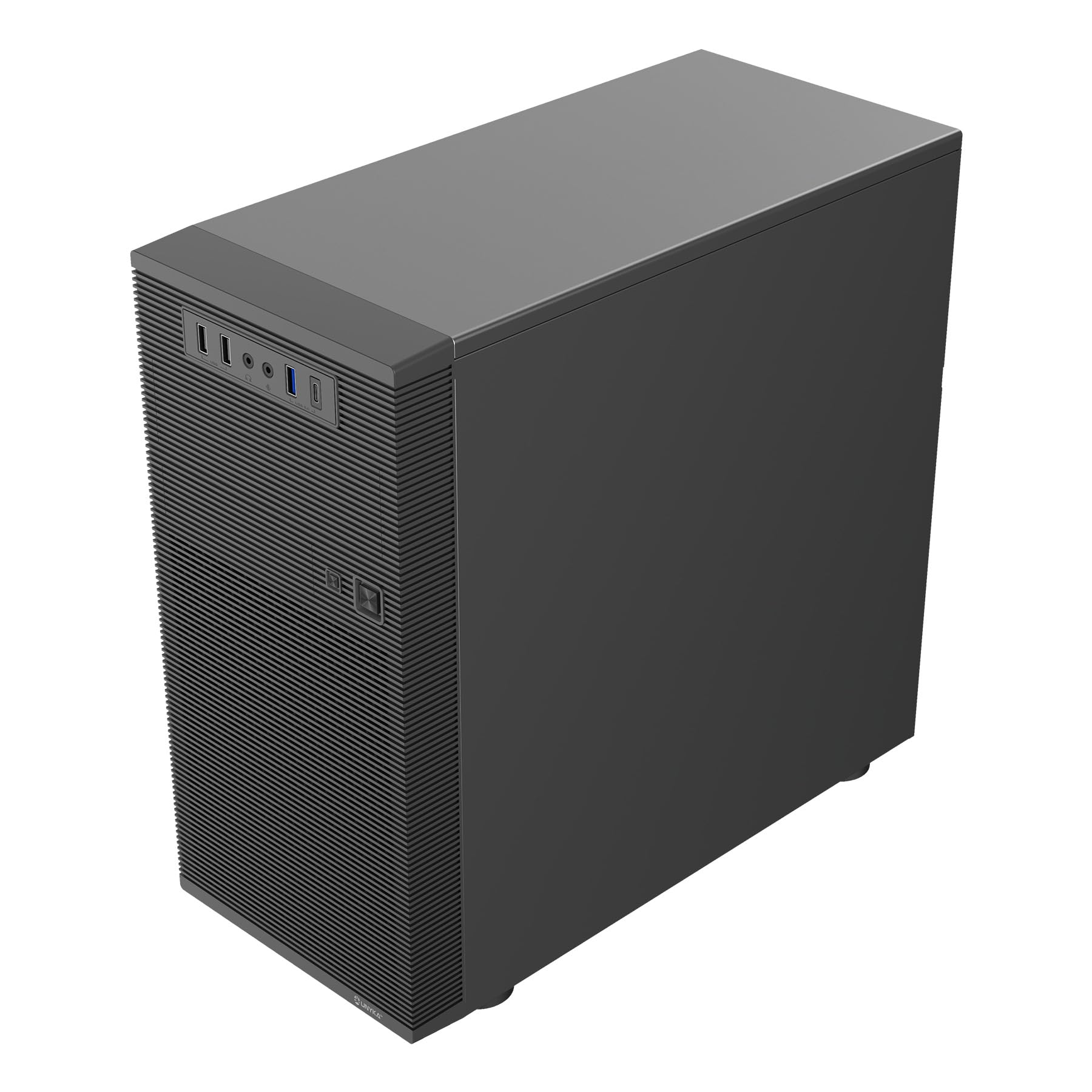UNYKAch Aero C15 - Case per PC Micro ATX, USB-C frontale + USB 3.0, ventola da 80 mm inclusa, compatibile con mATX/ITX, GPU fino a 300 mm, 2 SSD + 2 HDD, alloggiamento esterno da 5,25" per DVD o