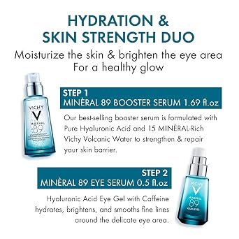 Vichy Mineral 89 Booster, Pure Hyaluronic Acid Serum for Face with Polyglutamic Acid for Skin Barrier Repair, Plumps & Hydrates, Lightweight Hydrating Serum, Oil-Free, Non-Sticky
