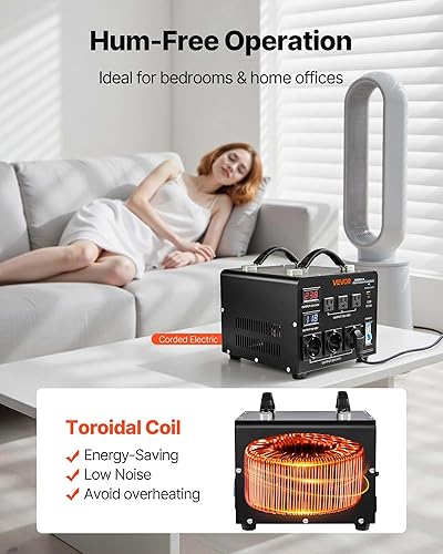 Miniatura 6 de VEVOR Transformador convertidor automático de voltaje, 5000VA, transformador de potencia de subidabajada para trabajo pesado, 110V a 220V y 220V a