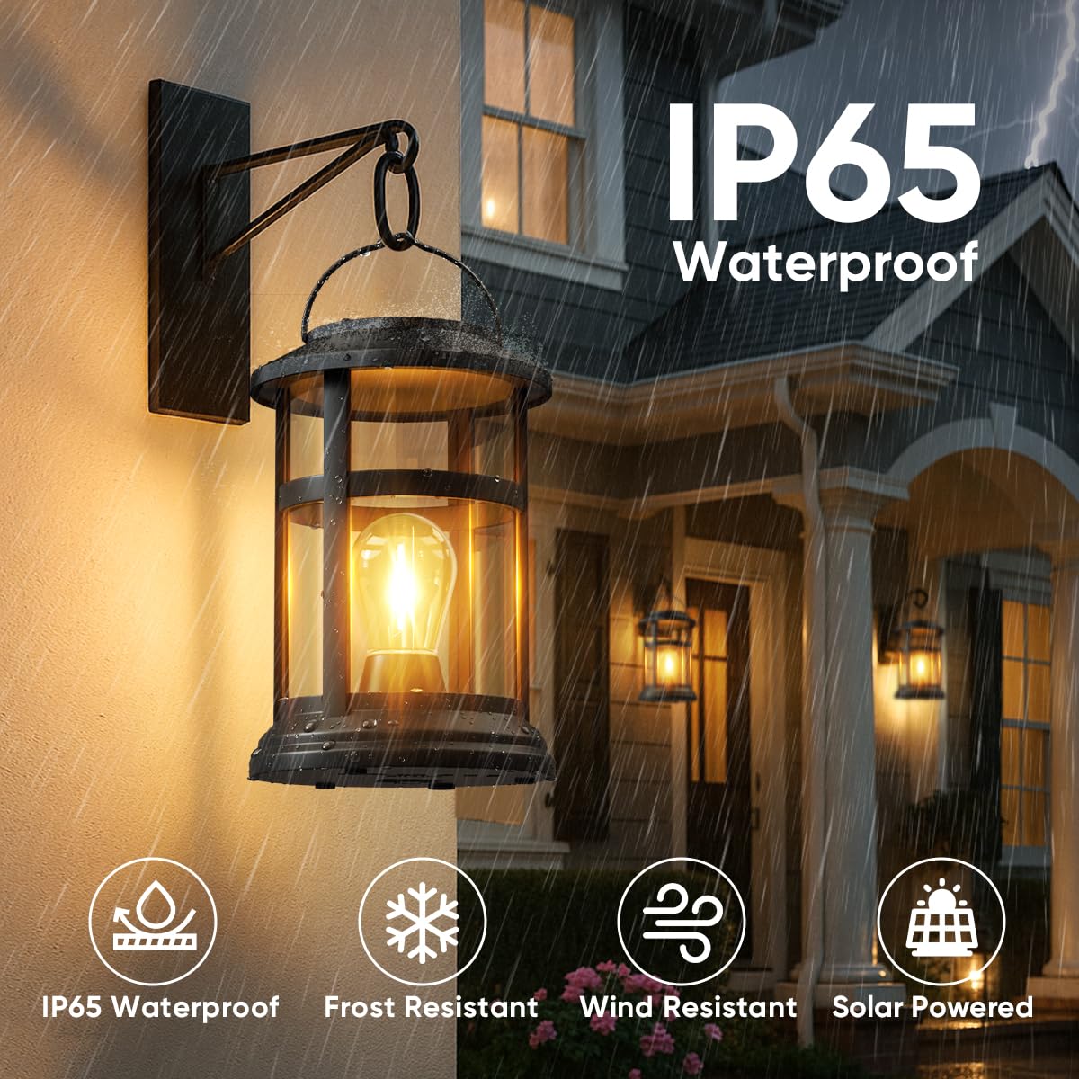 Faroles solares impermeables al aire libre: paquete de 6 luces solares colgantes para exteriores, patio, porche, jardín, decoración de mesa, iluminación LED brillante blanca cálida, funciona