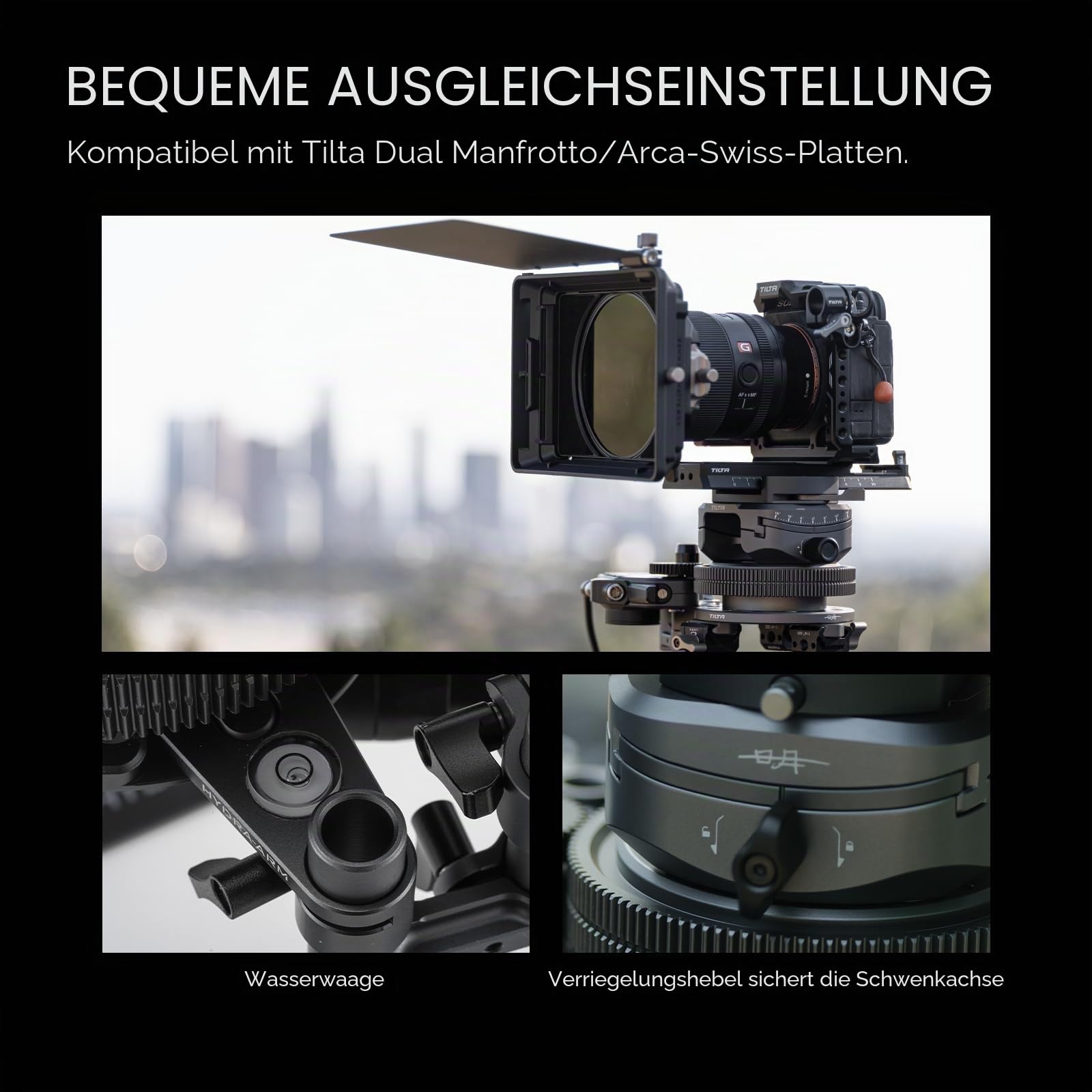 Tilta Hydra x Dan Ming Speed Pan System Pro Kit, Auto-Montagesystem mit Mini-Neigekopf, 4,5″ Elektronische Saugnäpfe - Schwarz HDA-T19-B