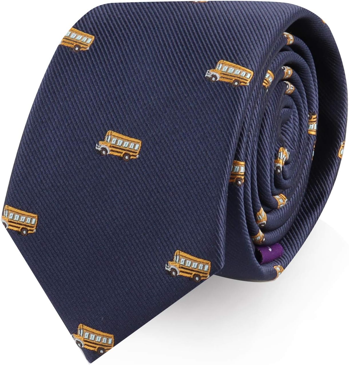 AUSCUFFLINKS School Bus Neckties for Him | Woven Skinny Neck Ties | Present for Work Colleague Men Guys Dad (SCHOOL BUS)