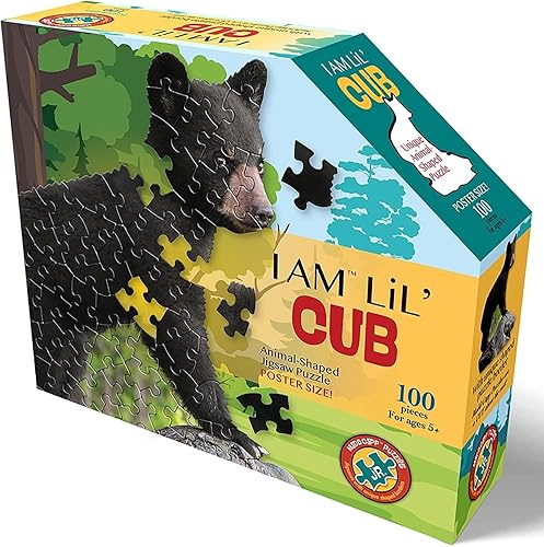 Madd Capp Lil Cub - Rompecabezas de 100 piezas para edades de 10 años en adelante, borde único en forma de animal, tamaño de póster, corte aleatorio