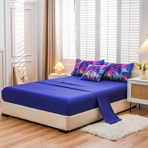 Miniatura 3 de Aimuan Juego de edredón de videojuegos para niños, conjunto de ropa de cama para niños, consola de videojuegos, botones de acción, novedoso y