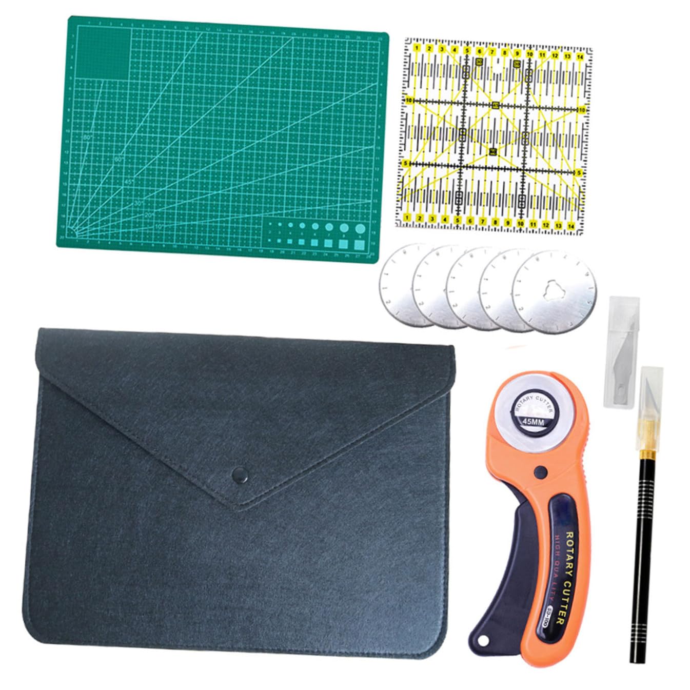 Set Di Taglierina Rotante Manuale Creativo Kit Da Cucito Rotondo Piano Cutter Impugnatura Ergonomica E Protezione Di Sicurezza Della Lama