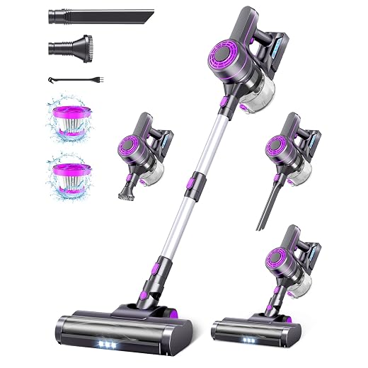 Cordless Vacuum Cleaner, 28Kpa Powerful Suction, Stick Cordless Vacuum 6 in 1, Detachable Battery Up to 40 Min Runtime, Lightweight Cordless Vacuum for Home Pet Hair Hard Floor, SilverPurple