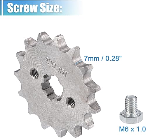 Miniatura 4 de X AUTOHAUX 1 juego de 428 dientes estilo 15 dientes 0.669 in ID motocicleta piñón delantero para motocicleta 50cc 70cc 110cc 125cc motocicleta Dirt