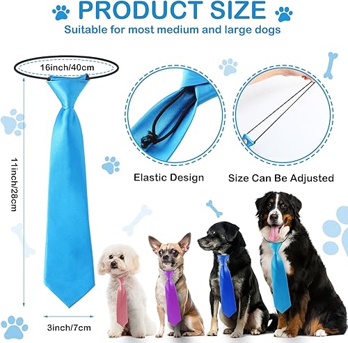 Miniatura 2 de Newcotte 110 corbatas grandes para perros, ajustables, a granel, para el cuello, corbatas de aseo para niñas, niños, mascotas, regalo (clásico)