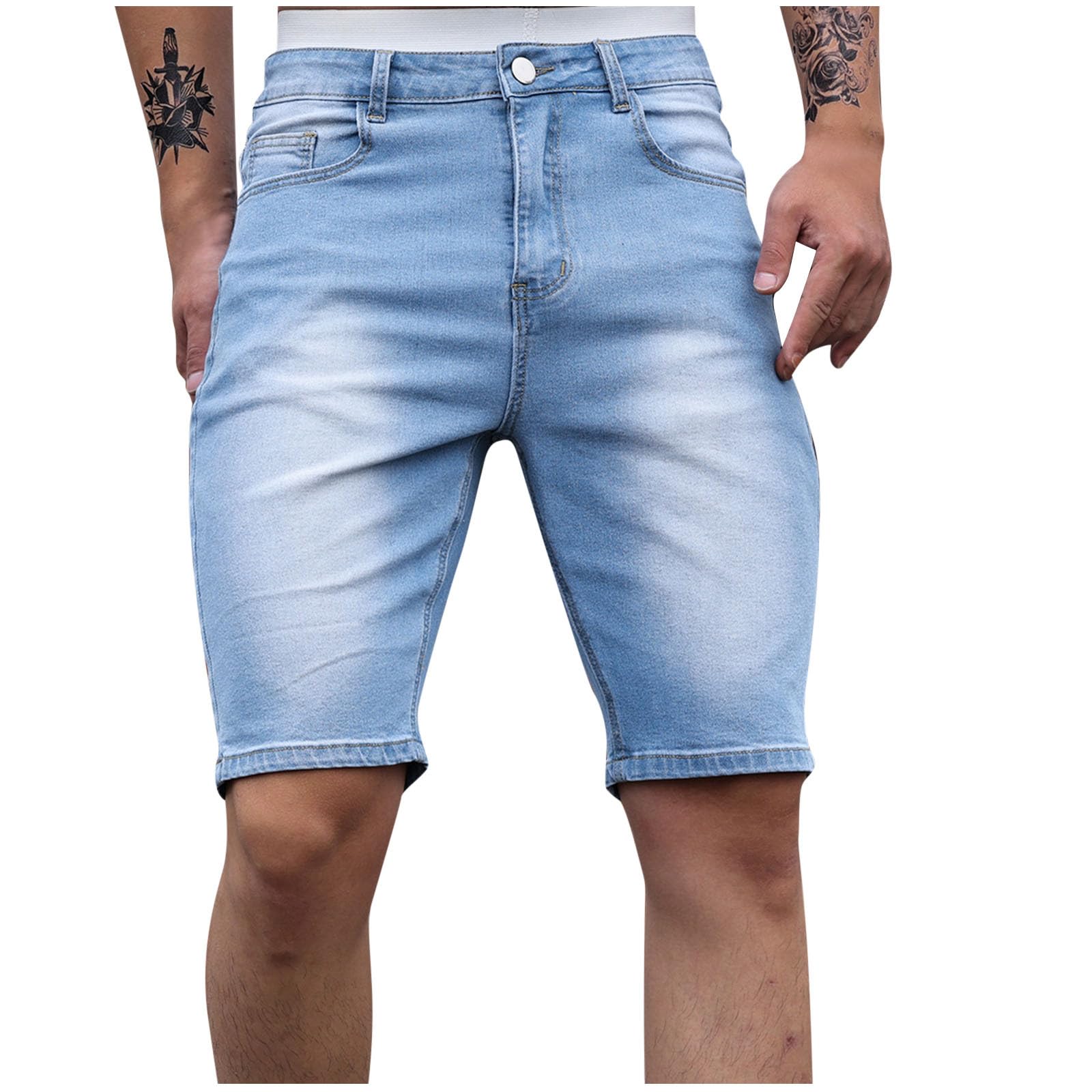 NUSGEAR Pantalones Cortos Vaquero Hombre Verano Moda Casual Jeans Pantalones Corto Short Slim Fit Deporte Jogging Retro Pantalon Fitness Chandal Hombre Pantalones de Trekking Playa 2024