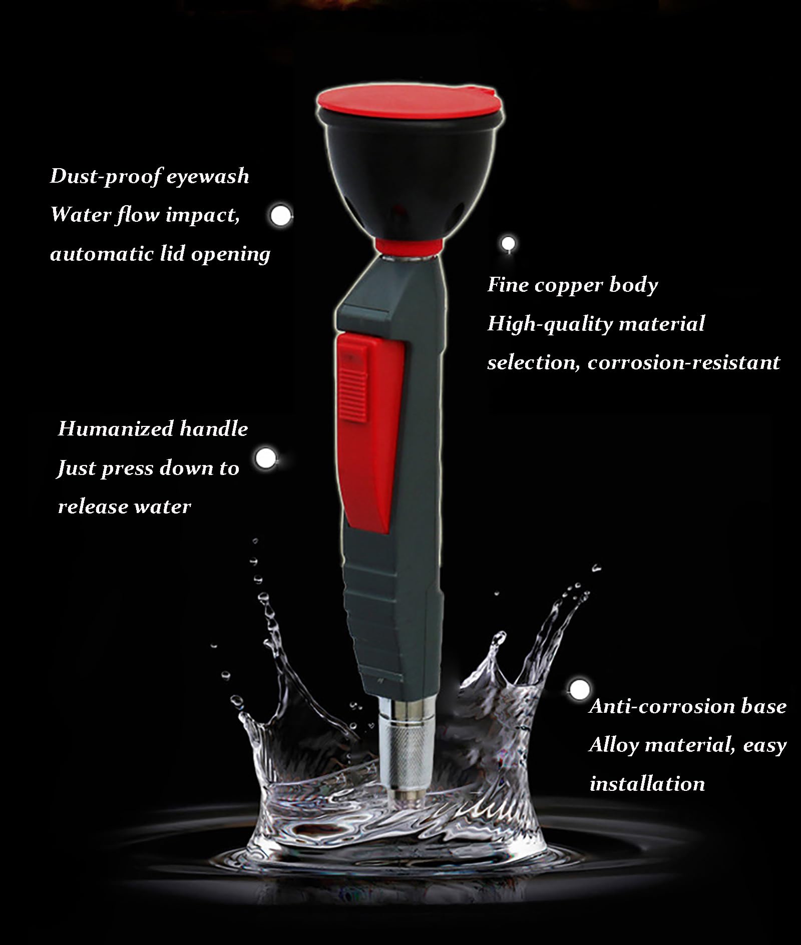 Augenspülstation, Notfall-Augenwaschmaschine mit Abdeckung, Hand-Desktop-Spray für Labor, Industrie, 500 ml