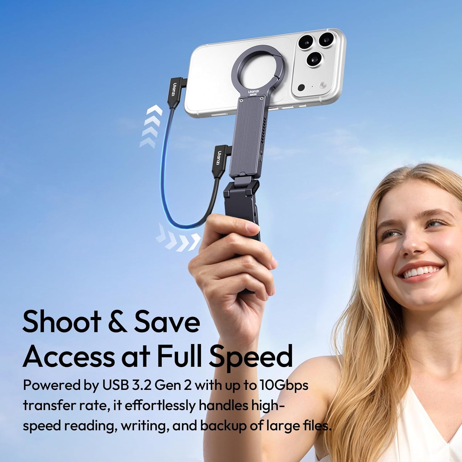 Magnetic Phone Tripod Stand with SSD Enclosure, Alloy Portable Mini Desktop Tripod, 14N Dual Magnet for Magsafe, 1/4" Screw & Arca Swiss Plate, Built-in Hook for iPhone & Metal Surface Mounting