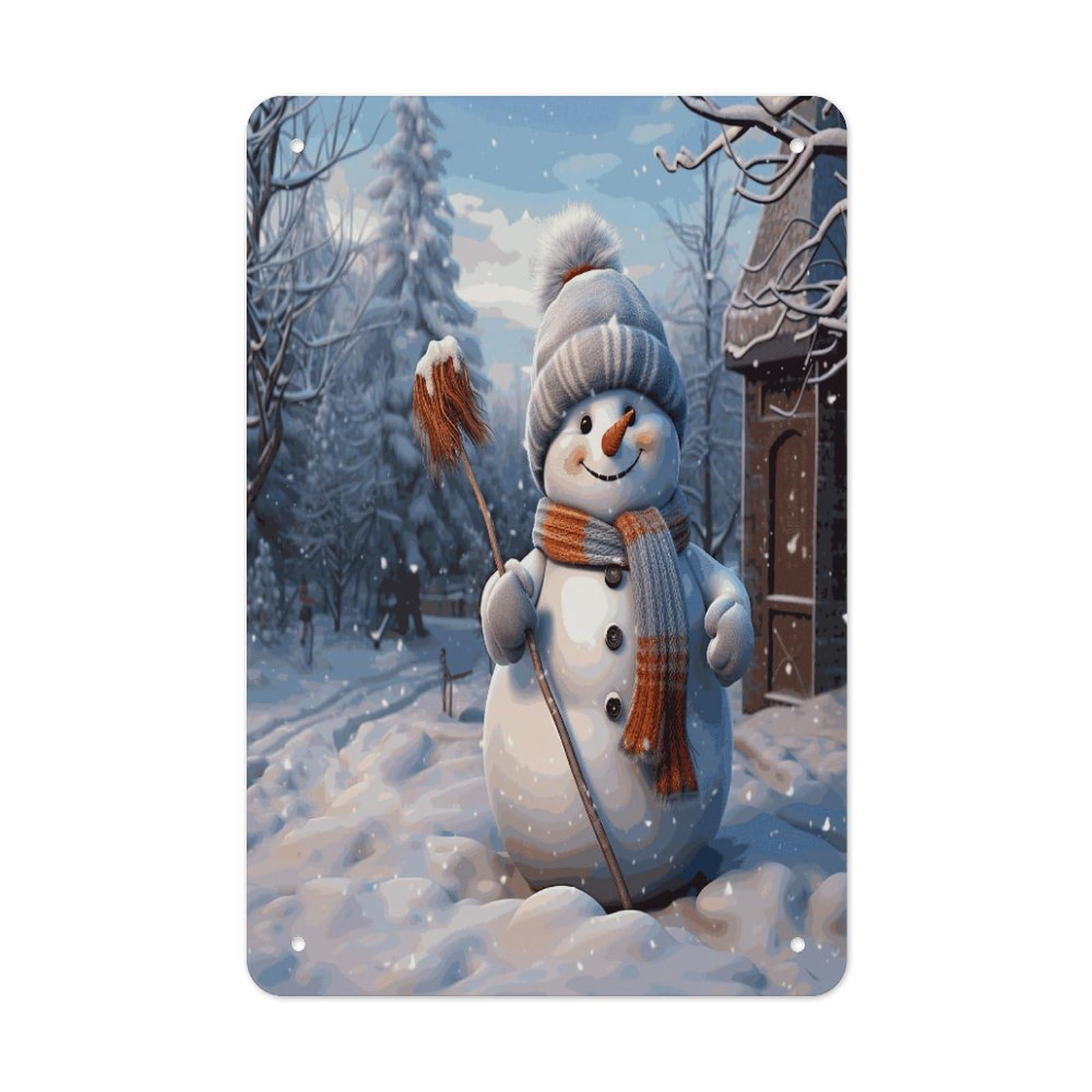Btcowzrv Style Hardworking Snowman Metal Tin Sign Wall Decor Hanging Plaque