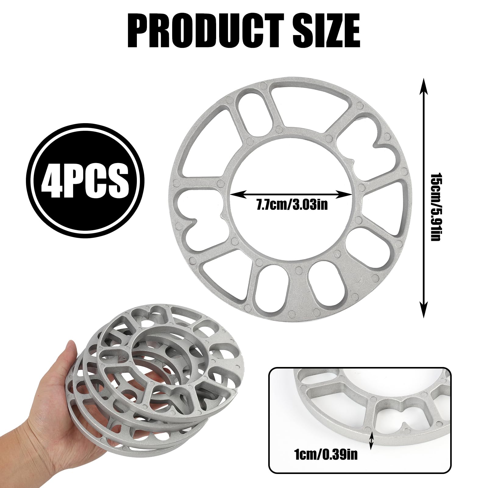 4 PCS Entretoises pour Jantes, Cales D'espacement de Roue, Accessoires Auto En Alliage D'aluminium 3mm, Universelles pour 4 Et 5 Trous pour Élargir Le Véhicule Et Améliorer La Stabilité (10mm)
