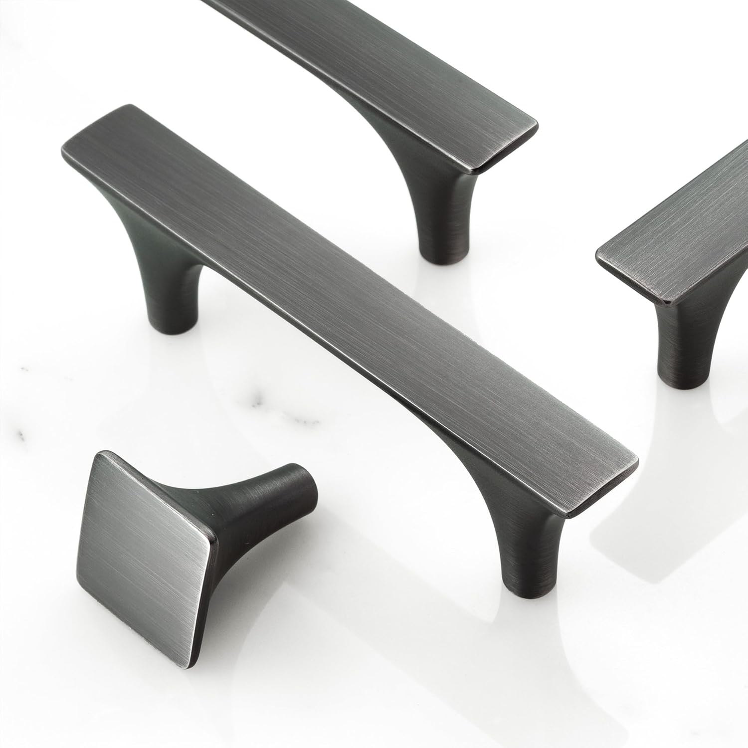 HESTIA HARDWARE Dresser Knobs 10 Pack Square Antique Silver Cabinet Knob, Dark Gray Knobs, Modern Drawer Knobs and Dresser Drawer Knob (Z14.10.B)
