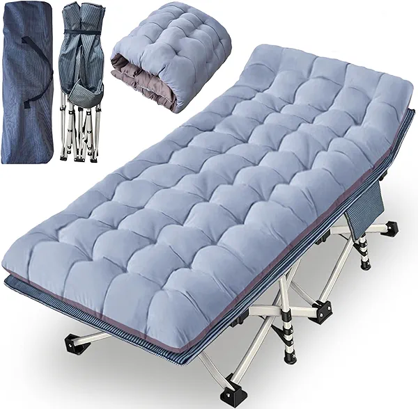 NESDCC 79" L x 32" W x 18" H Oversize XXL Camping Cot with Comfortable Mattress for Adults Extra Wide Cots for Sleeping Folding Cot Camping Bed Heavy Duty with Carry Bag for Home Office Outdoor