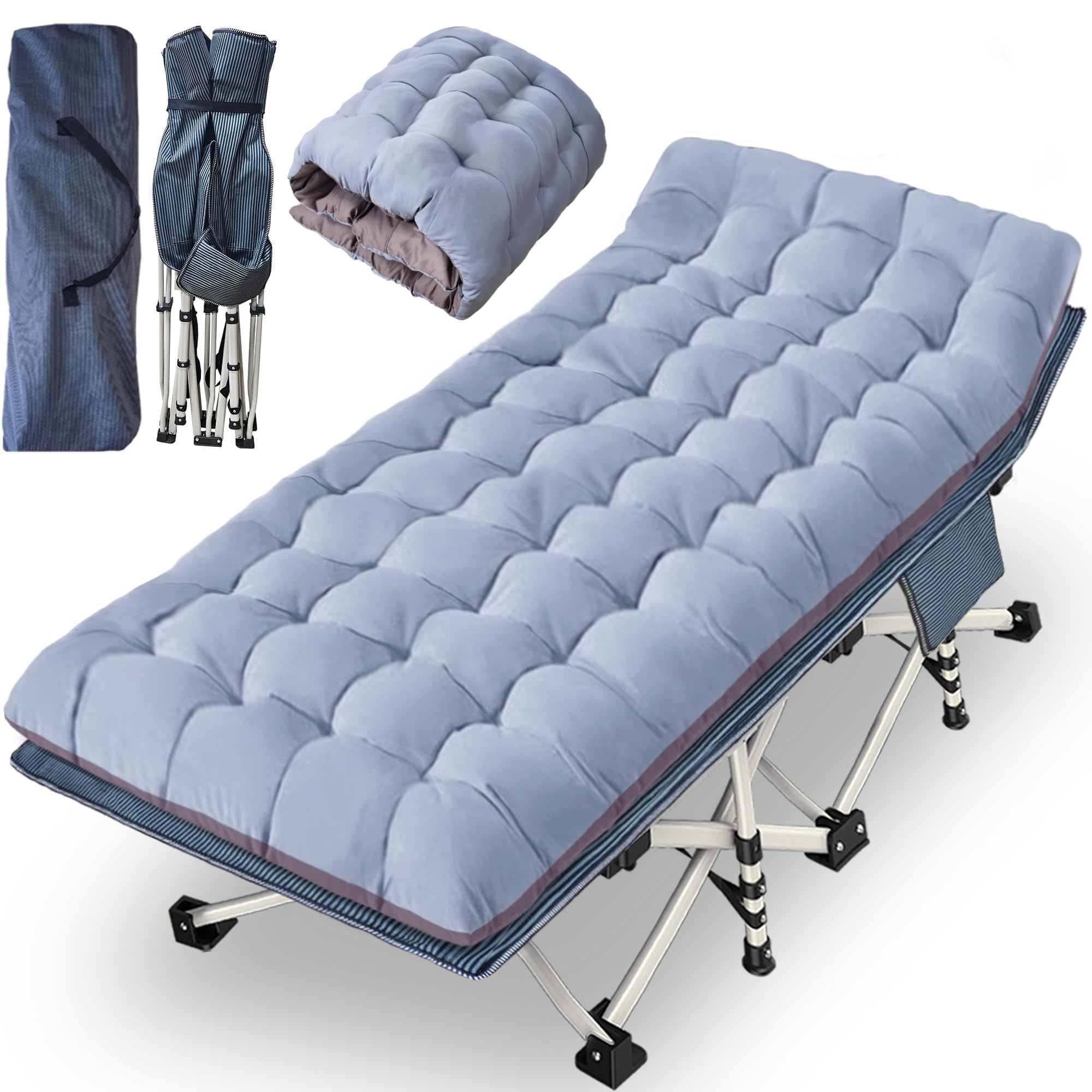 NESDCC 79" L x 32" W x 18" H Oversize XXL Camping Cot with Comfortable Mattress for Adults Extra Wide Cots for Sleeping Folding Cot Camping Bed Heavy Duty with Carry Bag for Home Office Outdoor