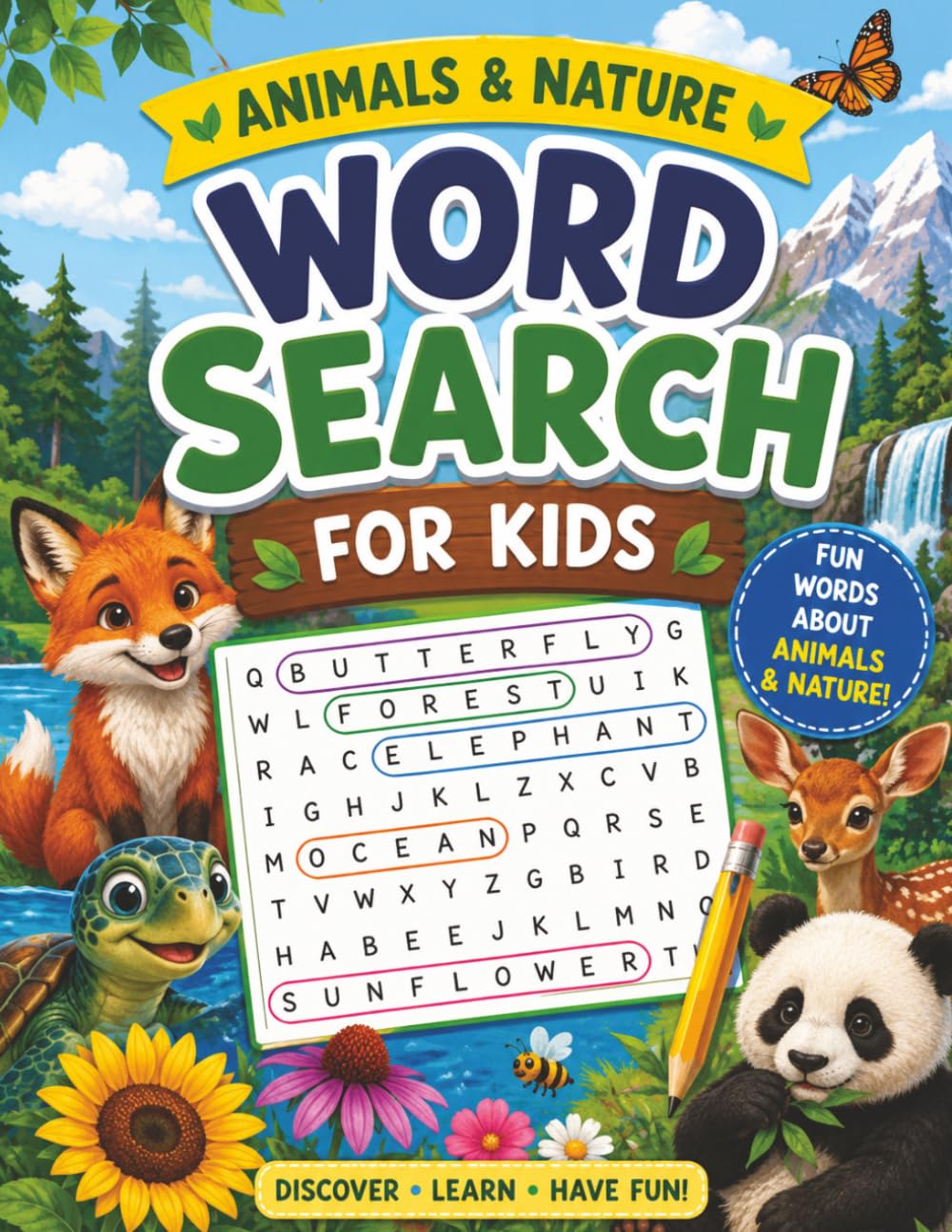 Word Search for Kids 8–12: Animals & Nature: 60+ Puzzles — Progressive Difficulty, Answer Key, Vocabulary & Screen-Free Learning