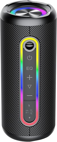 Altavoces Bluetooth portátiles, IPX7 impermeable Bluetooth inalámbrico, sonido estéreo fuerte de 30 W, tiempo de reproducción de 30 horas, luces