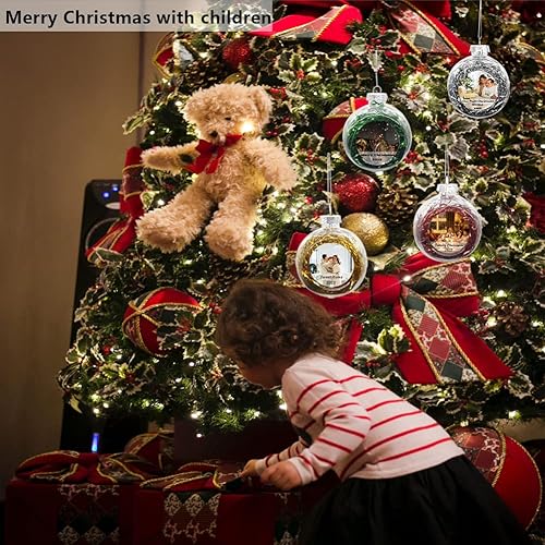Miniatura 7 de AIFLM Adorno de bola de fotos personalizado 2022 adorno transparente de Navidad personalizado para parejas mascotas primera decoración de Navidad