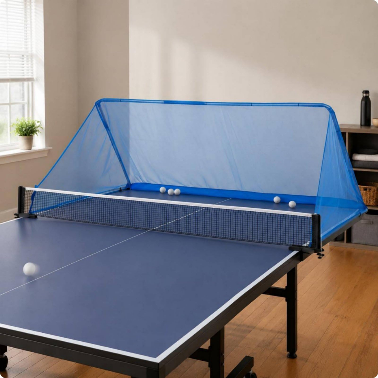 Ballfangnetz Tischtennis Rücklaufnetz Sammelnetz Trainingsnetz Reboundnetz zur Reduzierung von Wegrollern aus Stabilem Eisenrohr für Einsteigertraining Heimtraining Vereinsraum