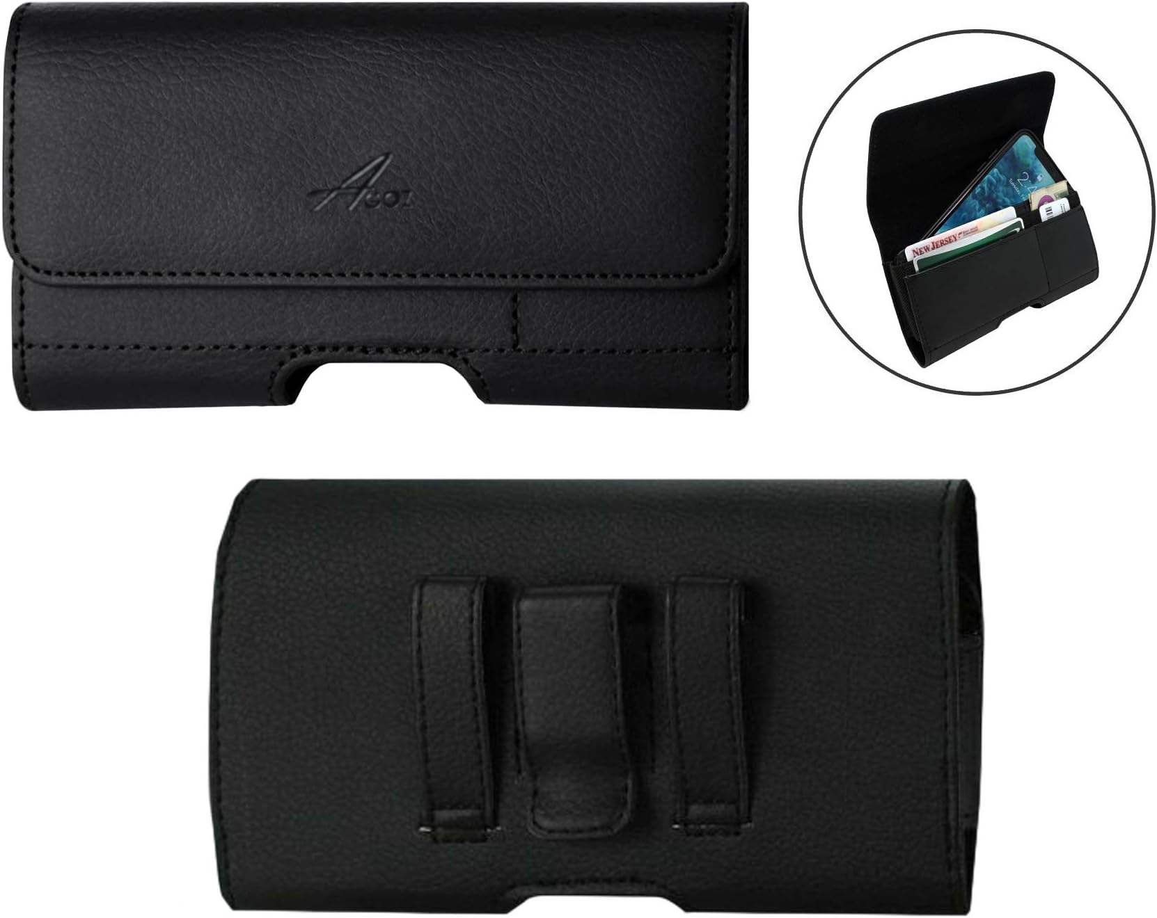 AGOZ Leather Belt Clip Case for OnePlus 12, 12R, OnePlus 11, 10 PRO, OnePlus 9 PRO, OnePlus Nord N300 N200 N100, N30 N20, OnePlus 8T+, 8 PRO, 8 5G UW, Pouch Holster Cover Belt Clip (with Card Holder)