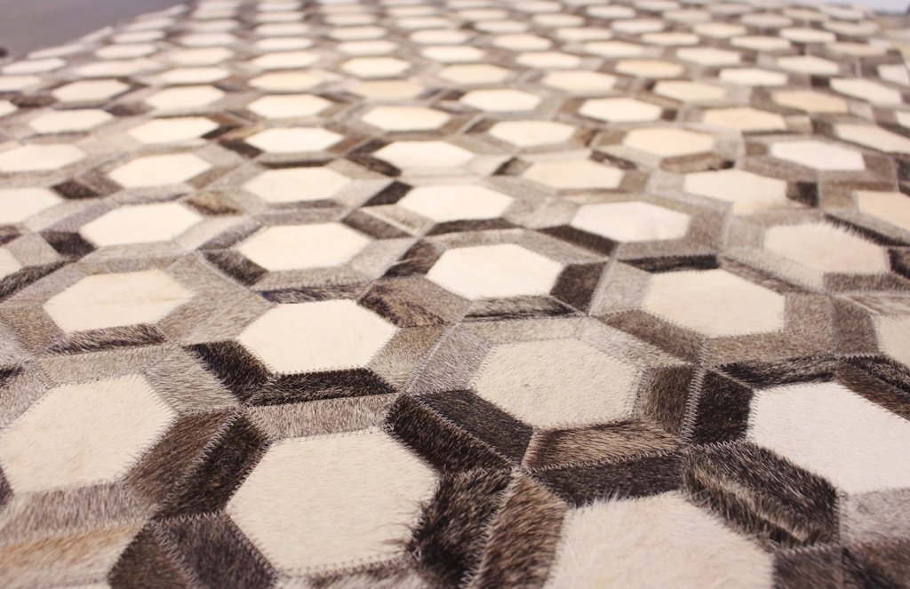 Tapis peau de vache authentique Bünkar Beehive anti-poussière cuir naturel durable 4'x6'