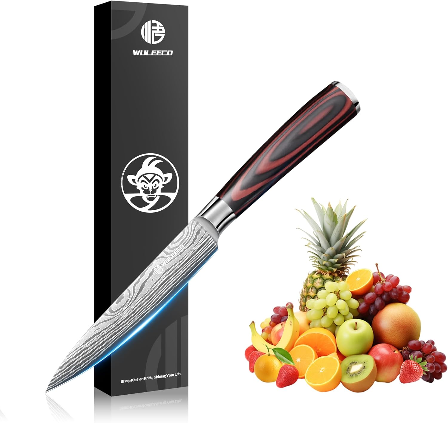 Utility Knife, 5 Inch Chef Knife, Ultra Sharp Kitchen Knife with High Carbon Stainless Steel Blade, Multipurpose Kitchen Knife with Ergonomic Pakkawood Handle and Gift Box