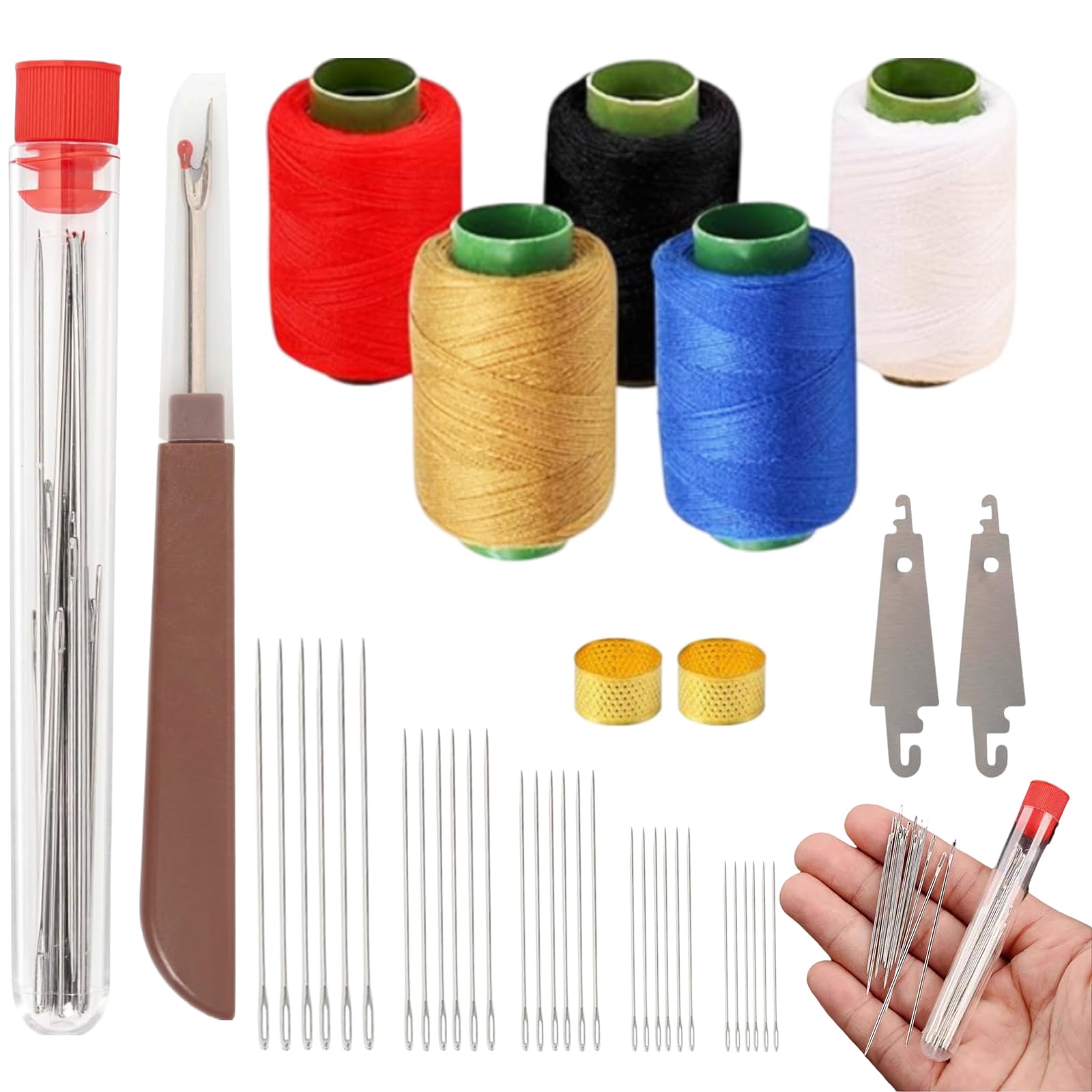 41Pcs Stainless Steel Sewing Needles Set, Sewing Kit Stainless Steel Needles Mini Travel Sewing Kit for Adults UK, Portable Needle and Thread Kit with Threader for Home Repairs & Crafting