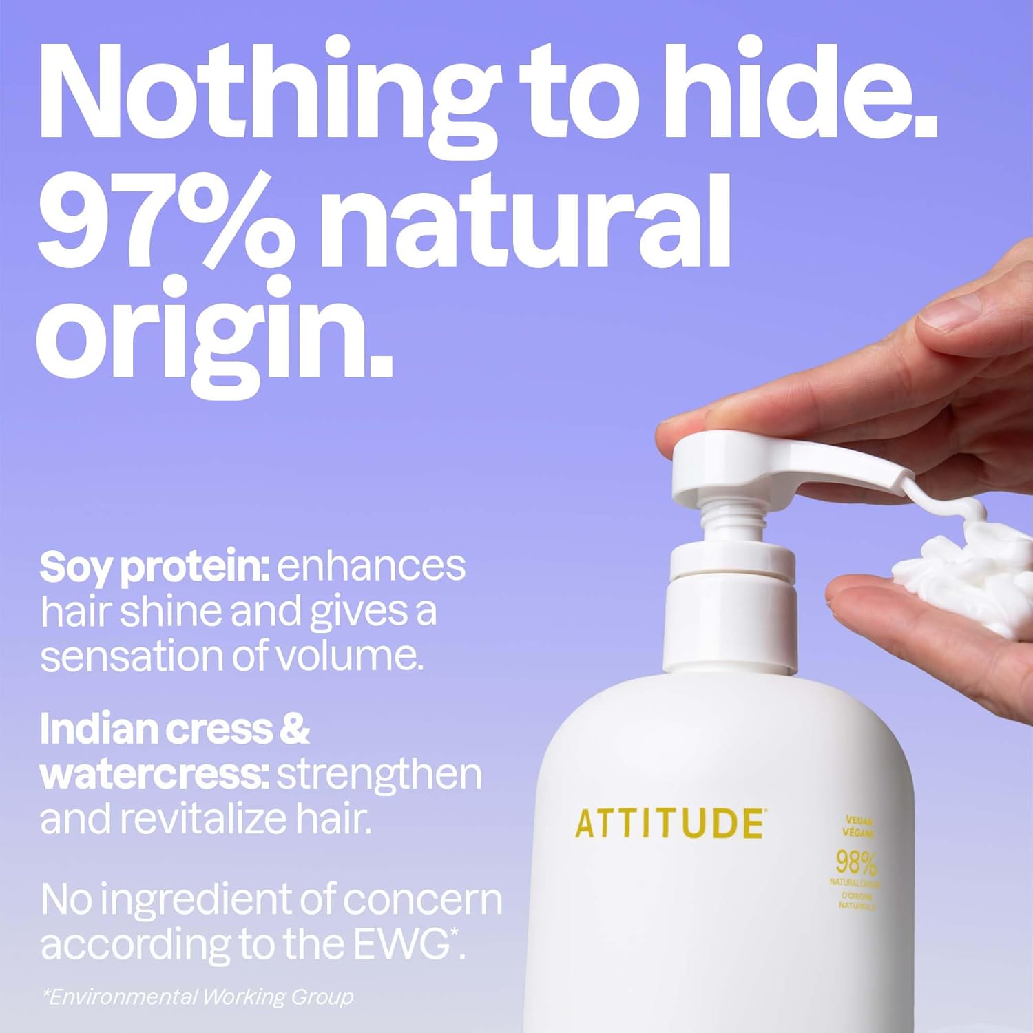 ATTITUDE Clarifying Hair Conditioner, Restores Shine, Naturally Derived Ingredients, Vegan Detangler, Dermatologically Tested, Lemon Leaves and White Tea, 32 Fl Oz