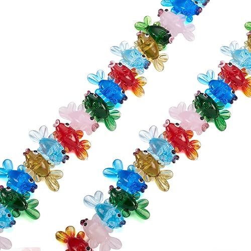 Vista 11 de FASHEWELRY - 20 piezas de cuentas de vidrio transparentes redondas de lampwork, cuentas de cristal transparente de vidrio, cuentas de lampwork