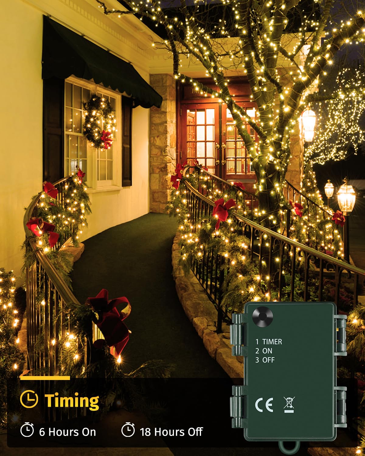 Bowfar Lichterkette 5m 50LED Batterie - IP65 Wasserdicht Mit Timer