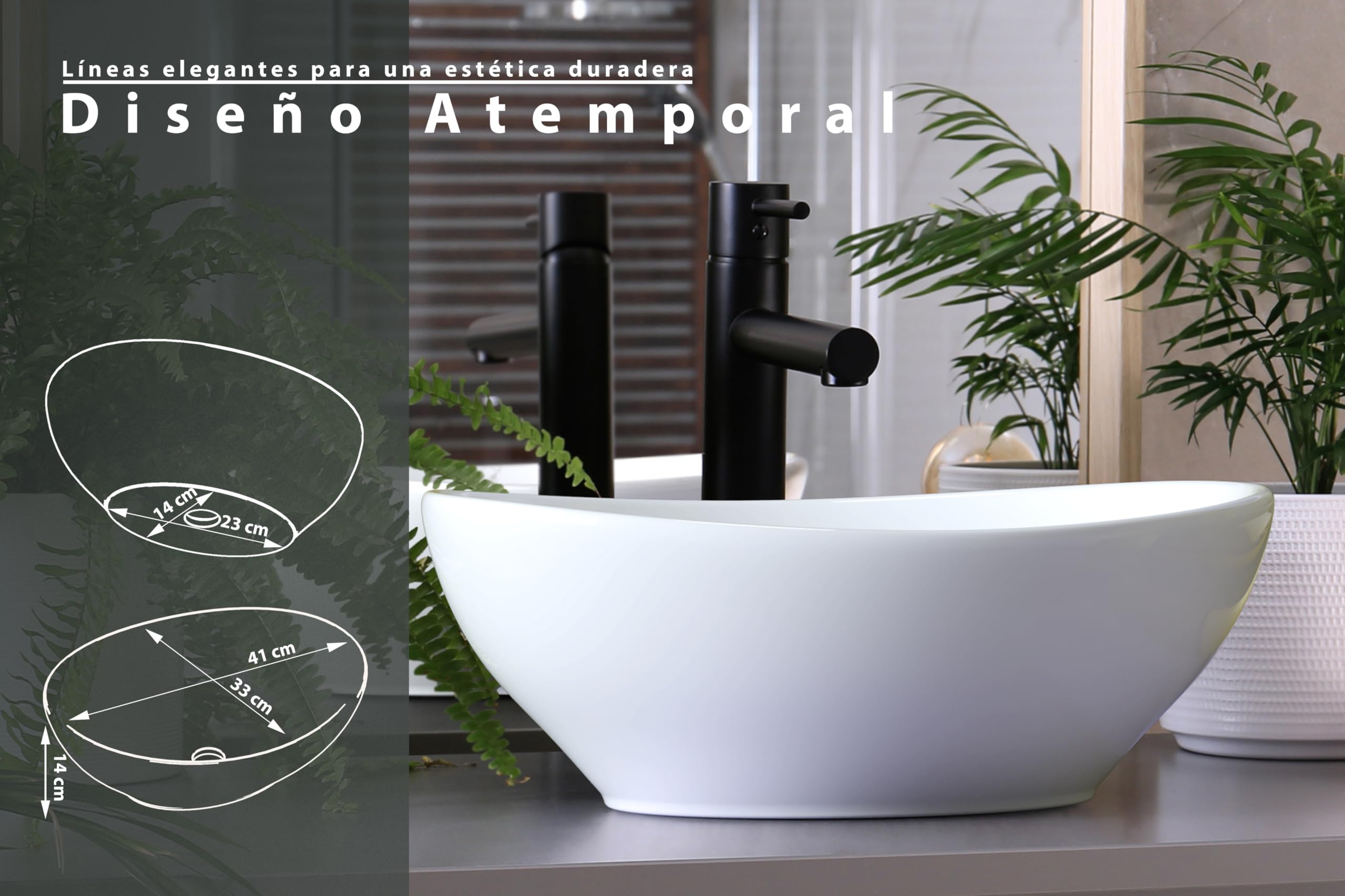 Lavabo para tu Baño Principal y de Invitados Waschbecken24 (41x33x14cm, Blanco / A99)