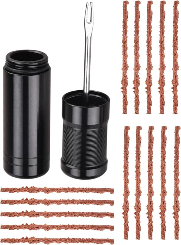 Tubeless Bike Tire Repair Kit for MTB & Road Bicycles - Quick Repair for Punctures & Flats, Includes Storage Canister, Plugger Tool & 15 Rubber Repair Strips, Essential Bicycle Tyre Repair Tool Set