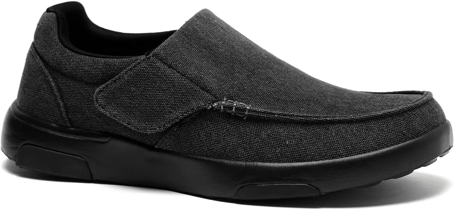 OrthoComfoot Men's Orthopedic Slip-On Loafers Walking Shoes: Comfortable Arch Support Plantar Fasciitis Hook and Loop Shoes, Casual Orthotic Work Loafers for Foot and Heel Pain