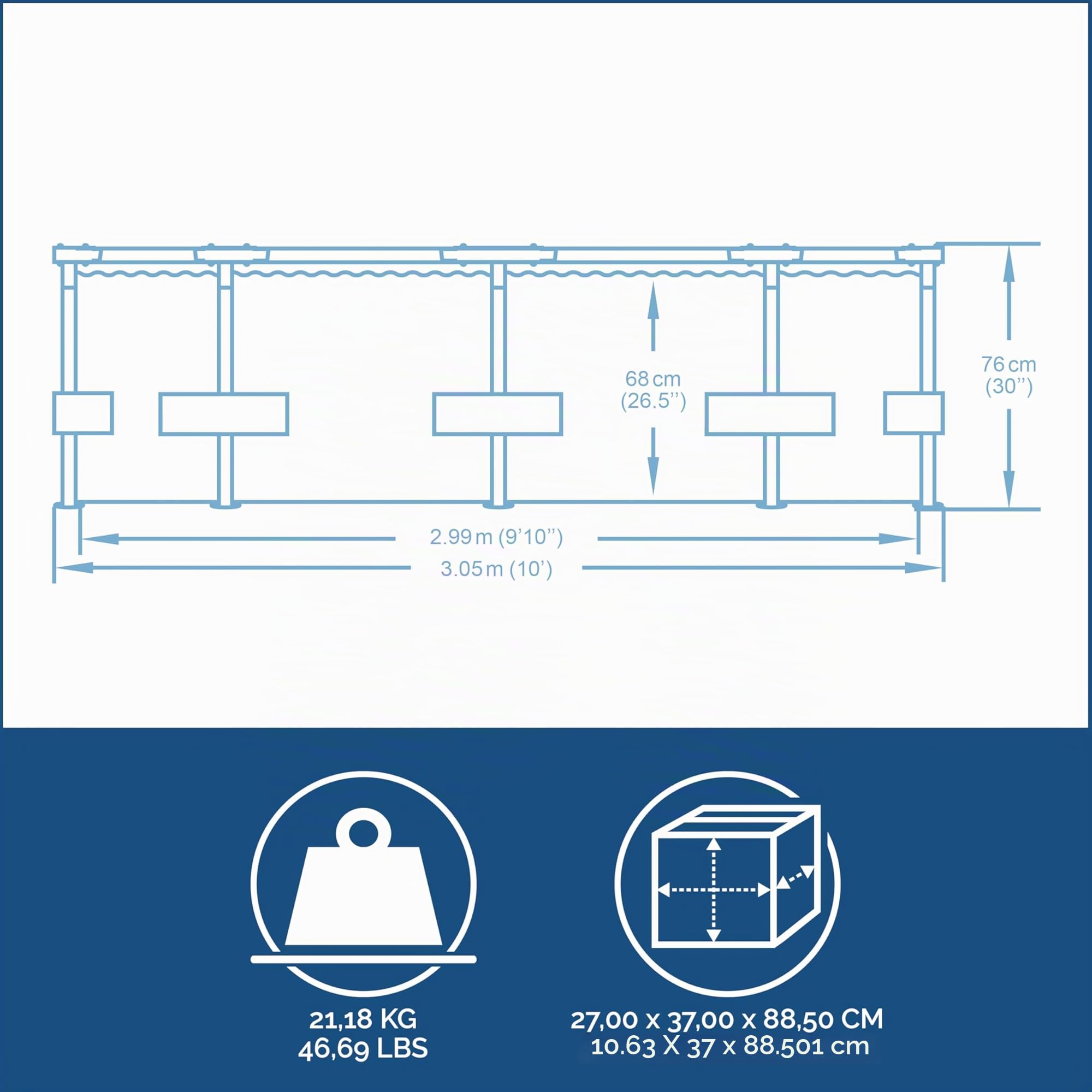 Piscina Pool Frame Ø305x76cm PVC BESTWAY 56408