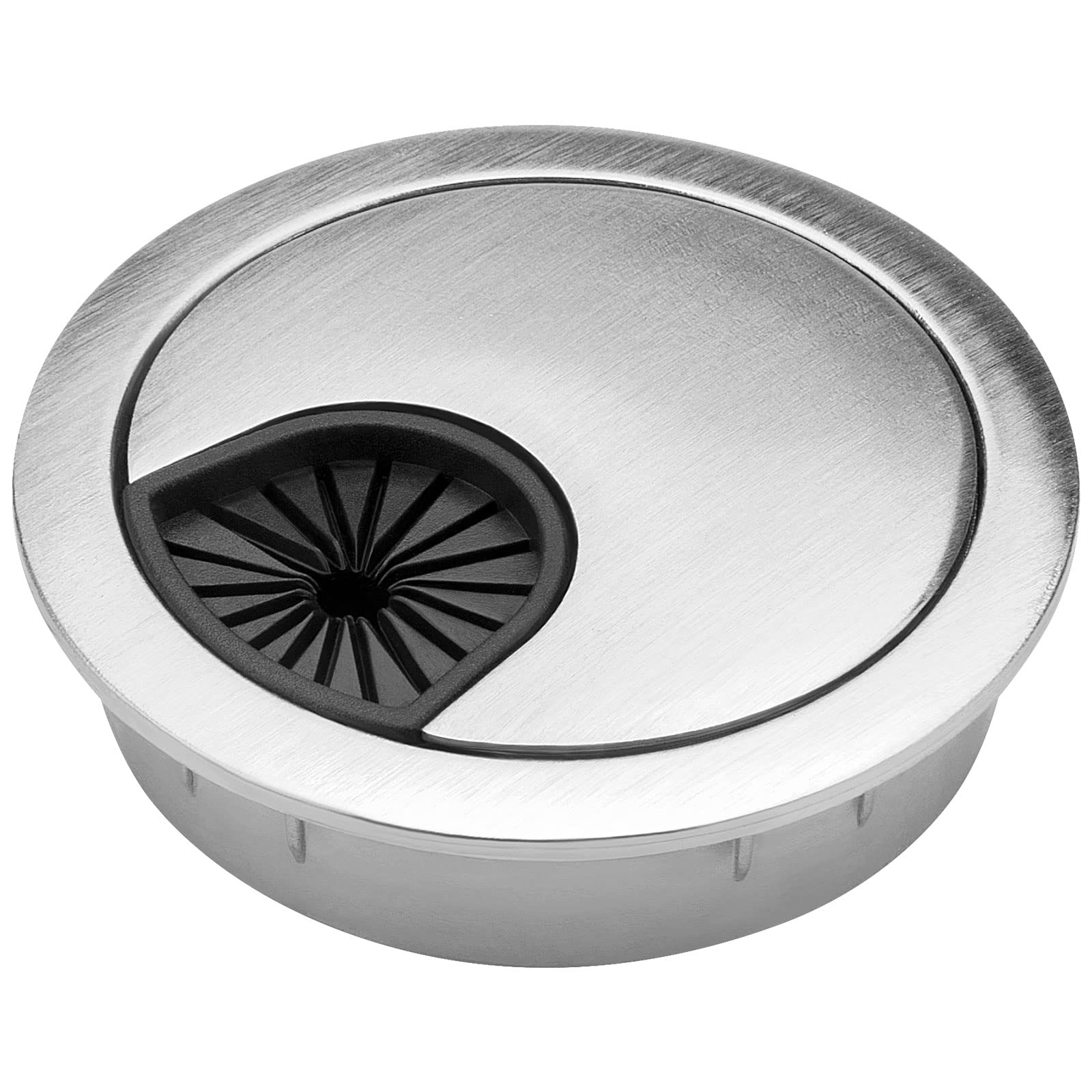 2 Pack 2 Inch Metal Desk Grommet for Wire Organizer, Brushed Silver