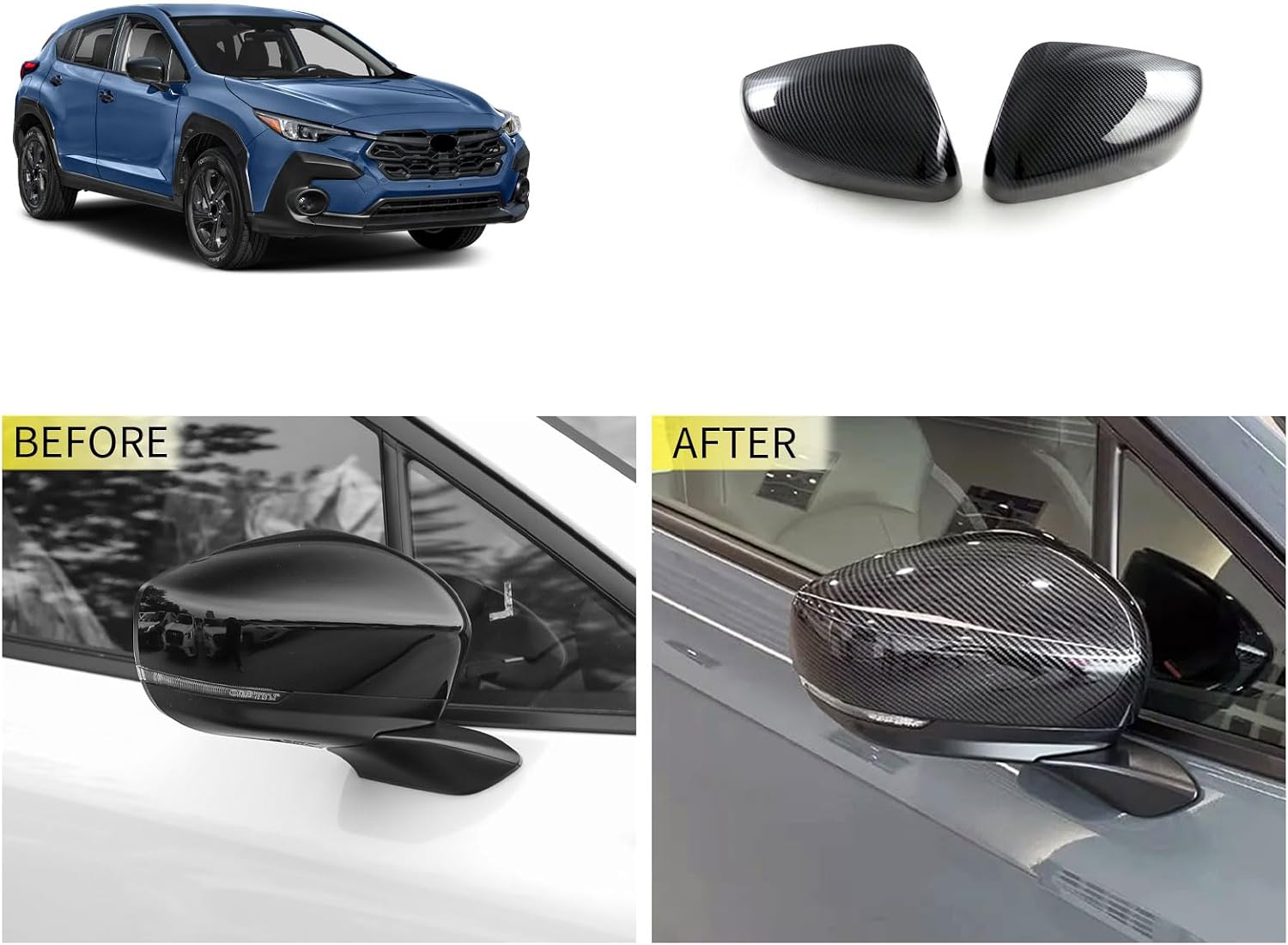 Side View Mirror Cap Cover Compatible With Subaru New Crosstrek 2024 2025 2026 Rearview Mirrors Trim Exterior Car Accessories ABS 2PCS(Carbon Fiber Style)