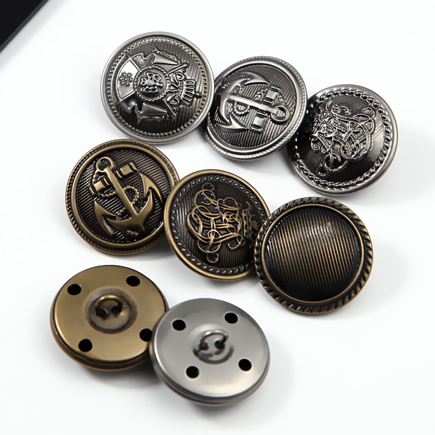 5 Pieces Gold Metal Blazer Button Set 15mm to 25mm, Shield with Crown and Decorative Patterns,Blazer Buttons Men Metal Suit Buttons for Men Gold Buttons for Blazer,Suits,Sport Coat,Uniform,Jacket image 4
