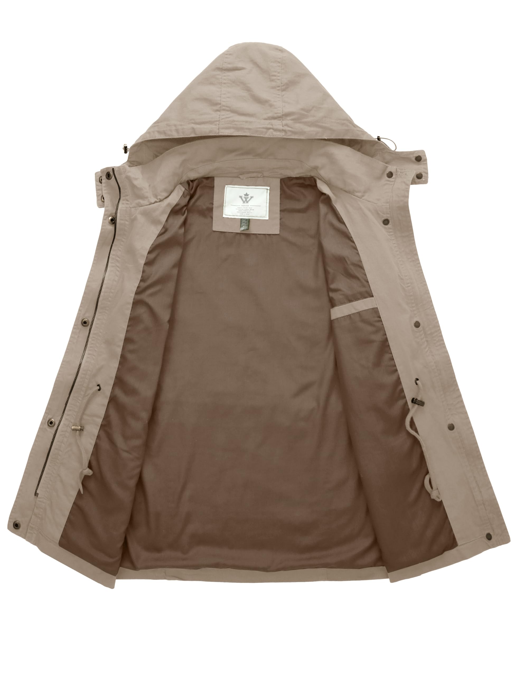 WenVen Giacca da Donna Cotone Militare Caldo Giubbotto Slim Fit Casual con Zip Antivento Cappotto Leggera Giacchetta Carga Classica Parka Montagna