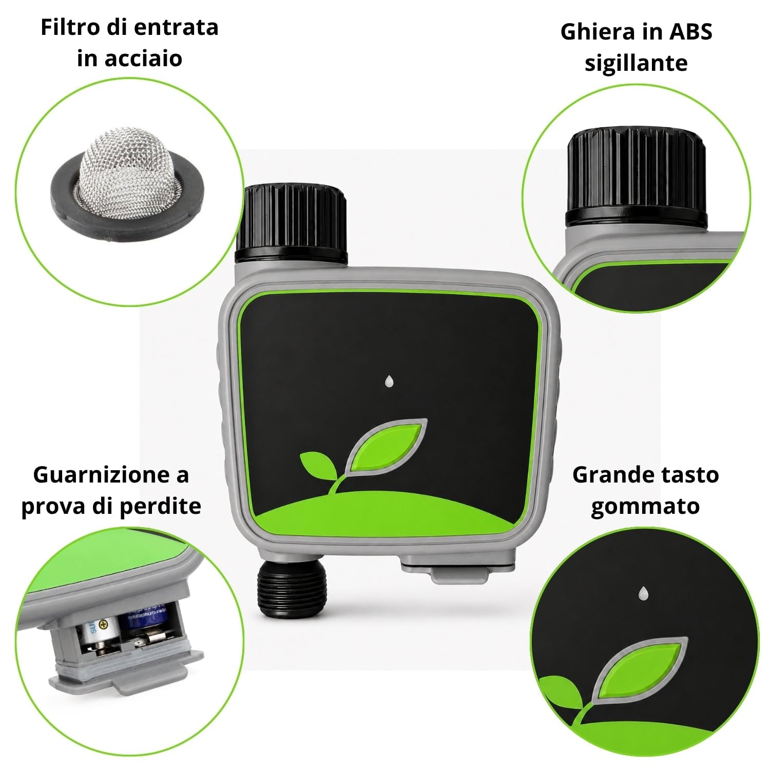 domyno Temporizador de riego WiFi inteligente de jardín con Hub RF incluido, programador de agua App Tuya Smart Life, retraso de lluvia, modo manual, temporizador para césped, huerto, macetas