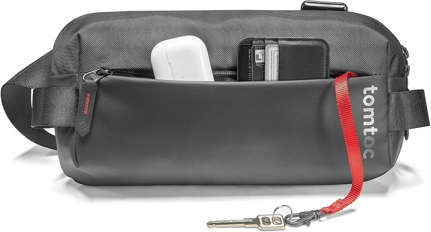 tomtoc Compact EDC Sling Bag, 4L Minimalist Chest Shoulder Backpack Crossbody Bag for Men and Women, Water-resistant Lightweight Everyday Carry Casual Bag for Tactical, Travel, Work, Gym, Sport
